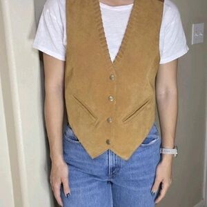 Stylish Tan 100% leather suede western Vest by Starling